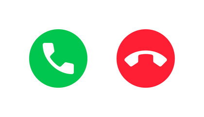 Phone Call Icons. Accept or Decline Incoming Call Buttons. Incoming Call Vector Icon Set. 