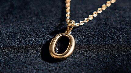 Close-up of a luxury gold pendant necklace on a dark velvet background, showcasing its polished shine and elegant design.