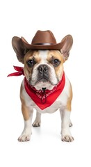 Fototapeta premium dog dressed as a cowboy, costume, western clothing