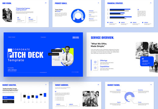 Modern Corporate Pitch Deck Presentation Template for Blue Startup