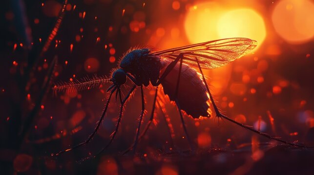 macro photography of a mosquito in nature
