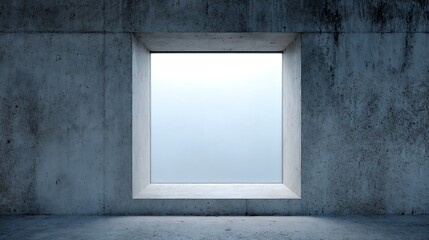 cool concrete window with frosted glass, square shape, tilt opening showing natural textures.