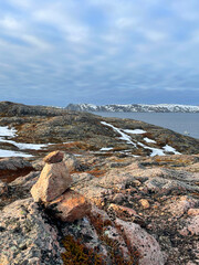 The Barents Sea bay near the village of Teriberka, Russia