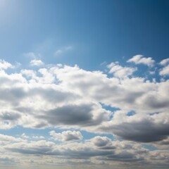 Fototapeta premium Expansive Sky Panorama with Layered Cumulus Clouds on a Sunny Day