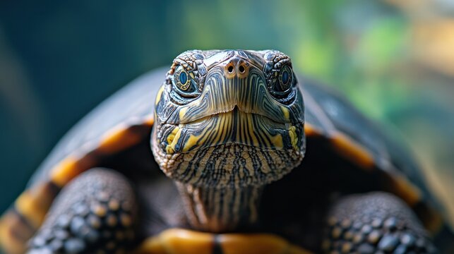 Close-up Portrait of a Striking Turtle