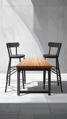 Stylish outdoor dining set with a light-filled modern patio.