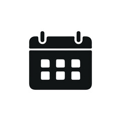 Flat black and white calendar illustration with clean minimal design. Ideal for UI/UX, infographics, business templates, reminders, and daily agenda elements