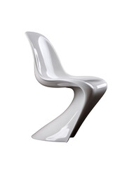 Fototapeta premium Sleek white modern chair with curved design and glossy finish