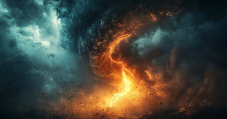 Obraz premium Cosmic Fury Unleashed Brilliant Electrical Storm in the Nebula of Chaos