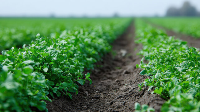 Sustainable farming practices enhance crop growth while preserving environment, showcasing beauty of green fields and healthy plants