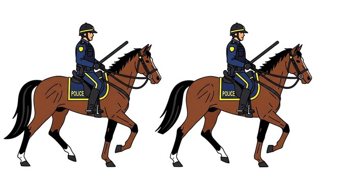 police officers riding brown horses clip art preview