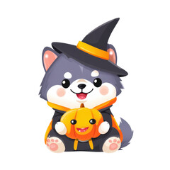Cute cartoon dog with Halloween costume transparent PNG