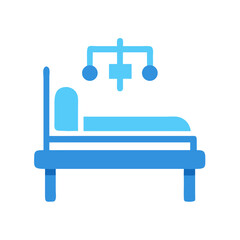 Fototapeta premium Blue baby crib flat vector illustration on black background