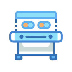 Blue vending machine vector icon on a black background