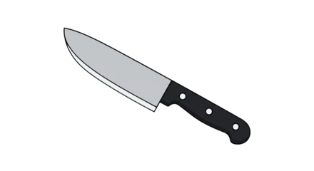 Sharp kitchen knife cooking tool utensil cutlery blade steel handle cutting edge chef equipment vector art on transparent background