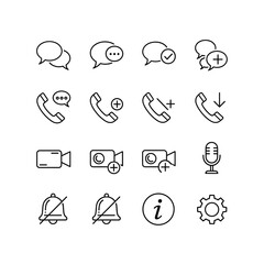 Set of simple line icons for user interface and applications