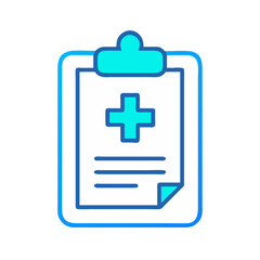 Medical report clipboard icon in light blue colors