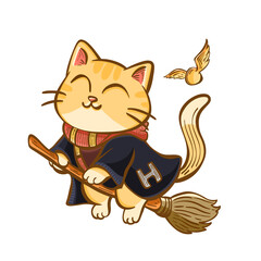 magical cat wizard cartoon