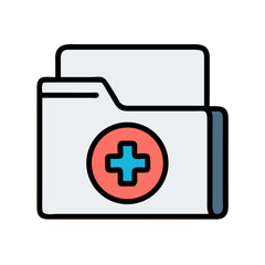 Medical record file vector icon with healthcare symbol
