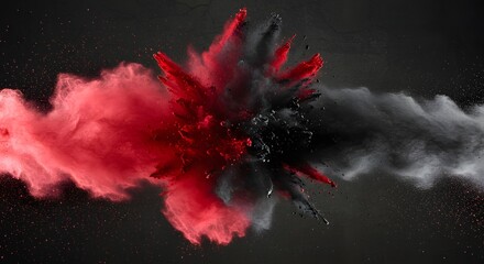 Abstract Collision of Red and Black Powder: Concept of Rivalry and Energy