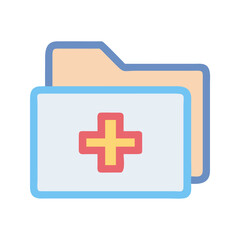 Medical folder icon for healthcare data and records management