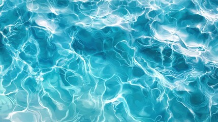 Obraz premium The image is of a body of water with blue waves and white foam. The water appears to be calm and peaceful, with the waves gently lapping against the shore. Scene is serene and tranquil