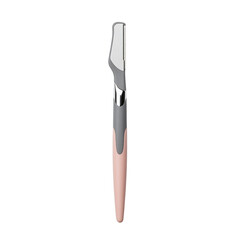 Eyebrow razor and dermaplaning tool with pink handle