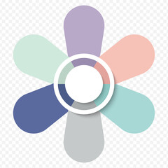 Clean infographic template of flower with six petals isolated on transparent background