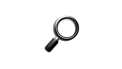 3D magnifying glass icon on black