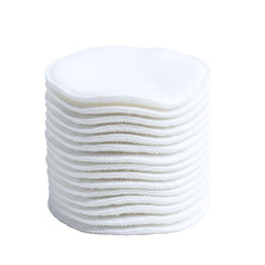 Obraz premium Stack of white round cotton pads for skincare