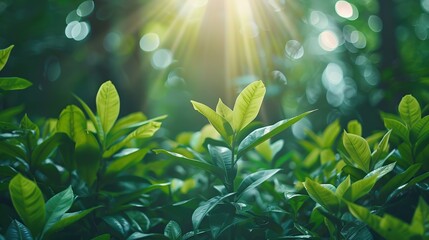 Blurry Forest Foliage Nature Template with Authentic Natural Lighting Effects