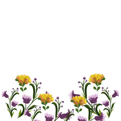 Vector illustration Yellow and Purple Floral Border 