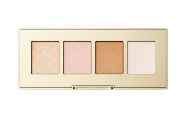 Gold highlighter and bronzer palette with four shimmer shades