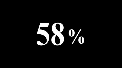 Abstract Glowing 58 Percent Text Icon Animation for Modern Digital Design, Futuristic Motion Graphics, Creative Visual Effects, Stylish Progress Data Display and Innovative Multimedia