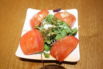 Tomato marinade Basil dressing
salad
