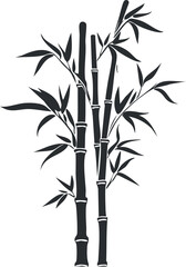 Naklejka premium Black and white illustration of bamboo stalks with leaves representing nature and tropical plants