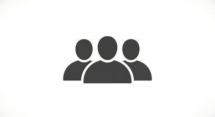 Minimalist Silhouette Icon of Three People Representing Team, Community, or User Group