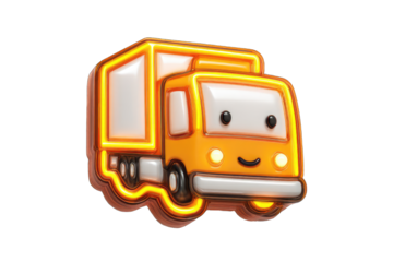 Cute cartoon truck with neon lights