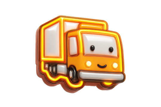 Cute cartoon truck with neon lights