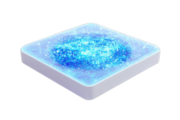 3D square block, vibrant blue center