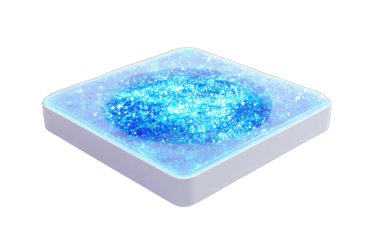 3D square block, vibrant blue center