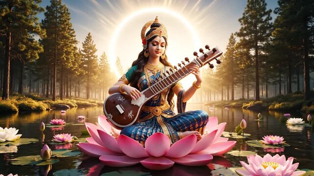 Saraswati on Lotus, Forest Lake
