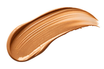 A single golden bronze makeup foundation swatch with textured brush strokes isolated on transparent background