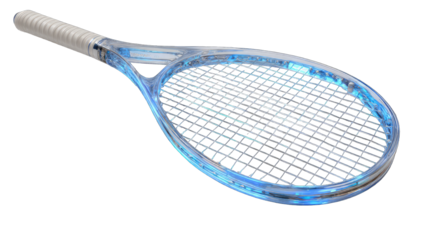 A light blue tennis racket
