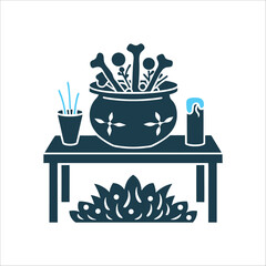 Palo Mayombe Nganga Cauldron Icon Symbol Palo Mayombe Congo rooted tradition A cauldron with bones nganga symbol