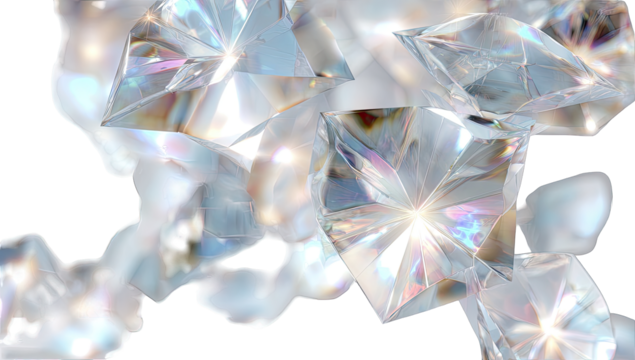 Glittering,faceted gems in soft light