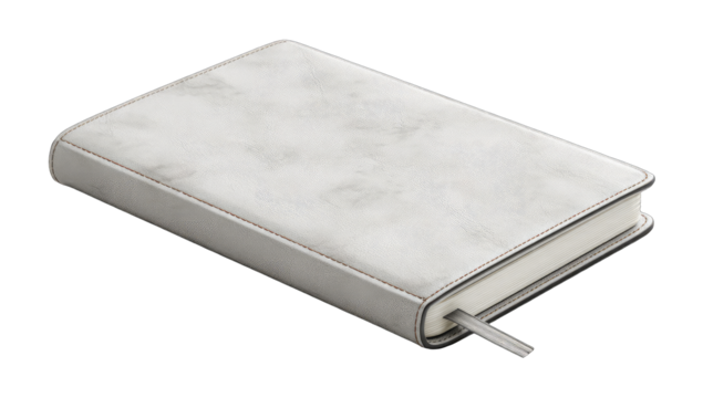 A stylized, light gray book