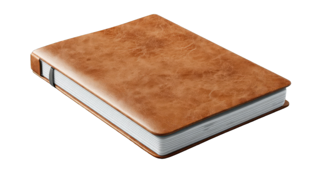 Closed tan leather-bound book