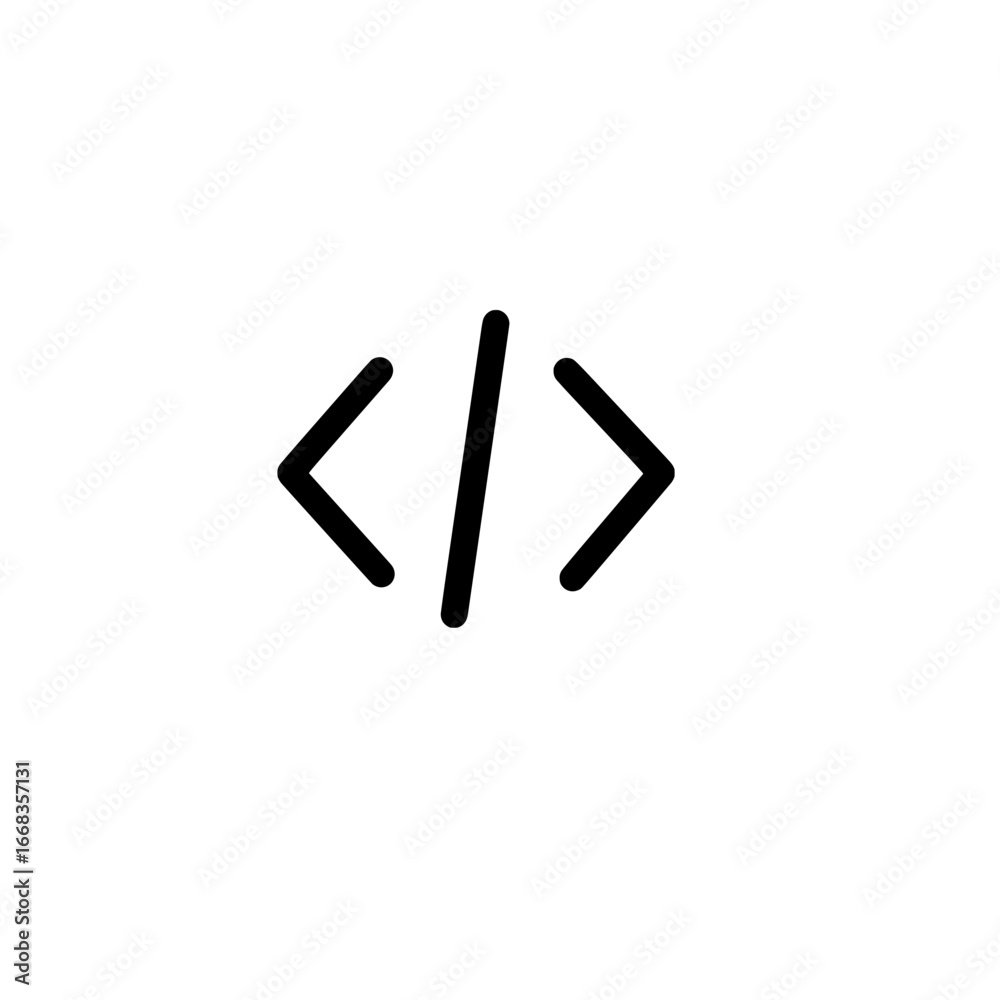 Wall mural illustration of coding symbols consisting of angled brackets and a vertical line on a white backgrou