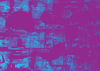 Glitch distorted geometric shape . Noise destroyed logo . Trendy cyber punk poster . Glitched frame .Grunge textured . Distressed effect .Vector shapes with a halftone dots screen print texture.